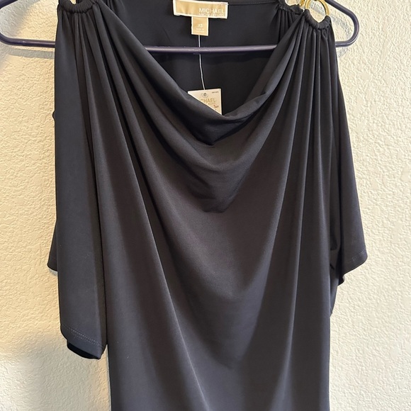 New Michael Kors Black Top with Gold Ring Details - Picture 3 of 7